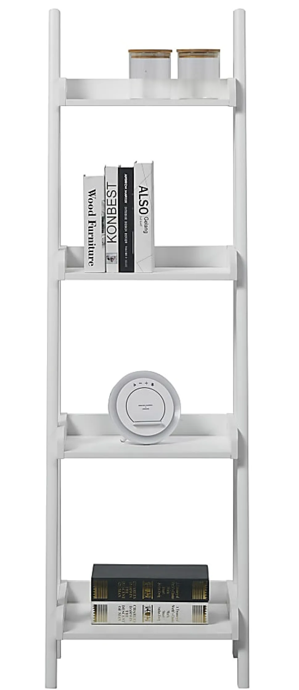 Realspace® 60"H 4-Shelf Narrow Ladder Bookcase, White