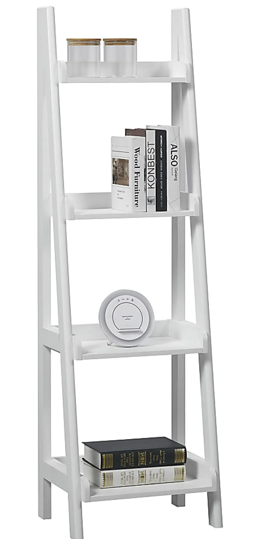 Realspace® 60"H 4-Shelf Narrow Ladder Bookcase, White