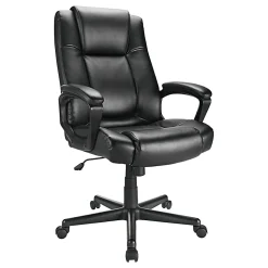 Realspace® Hurston Bonded Leather High-Back Executive Office Chair, Black, BIFMA Compliant