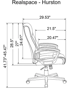 Realspace® Hurston Bonded Leather High-Back Executive Office Chair, Black, BIFMA Compliant