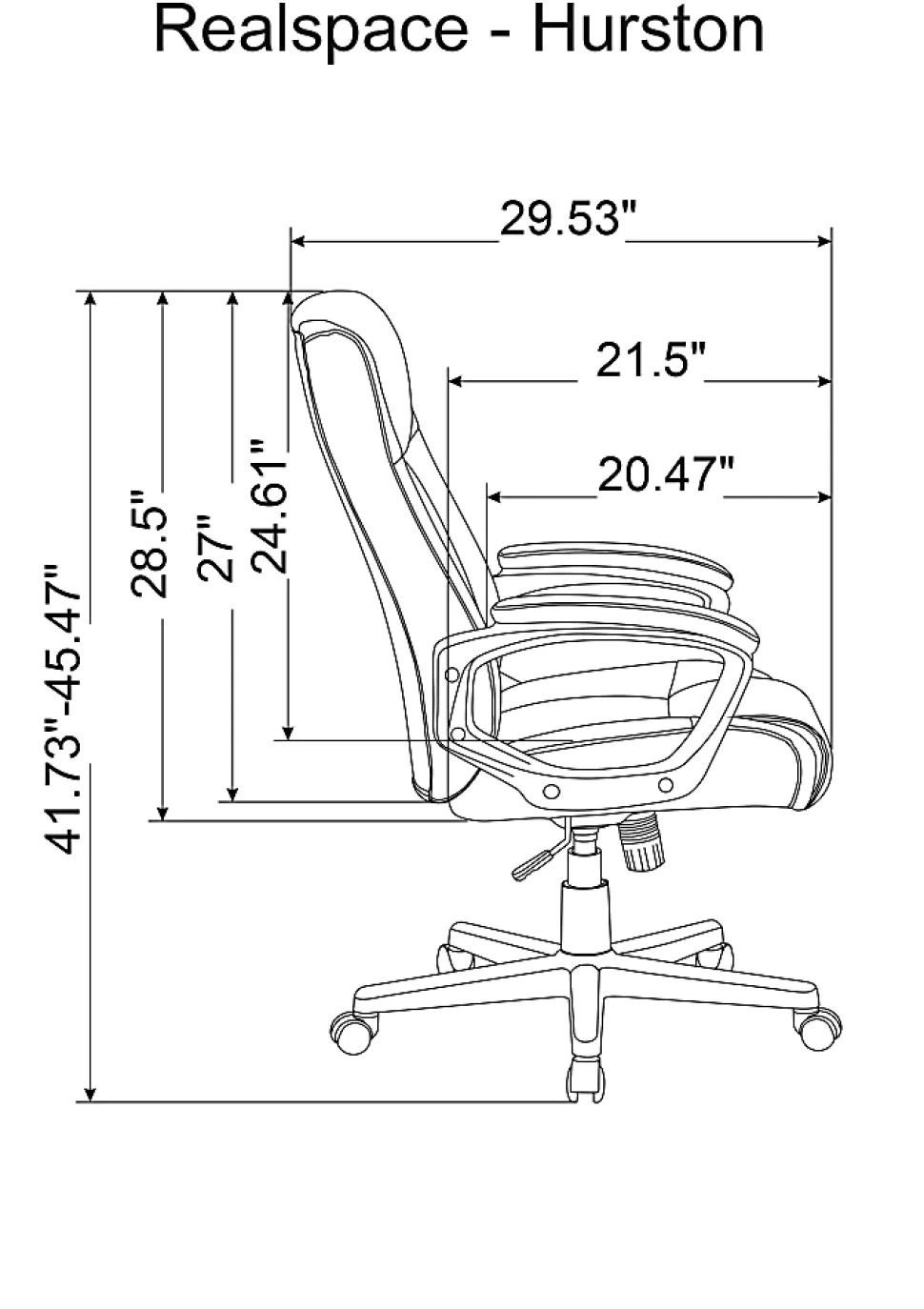 Realspace® Hurston Bonded Leather High-Back Executive Office Chair, Black, BIFMA Compliant