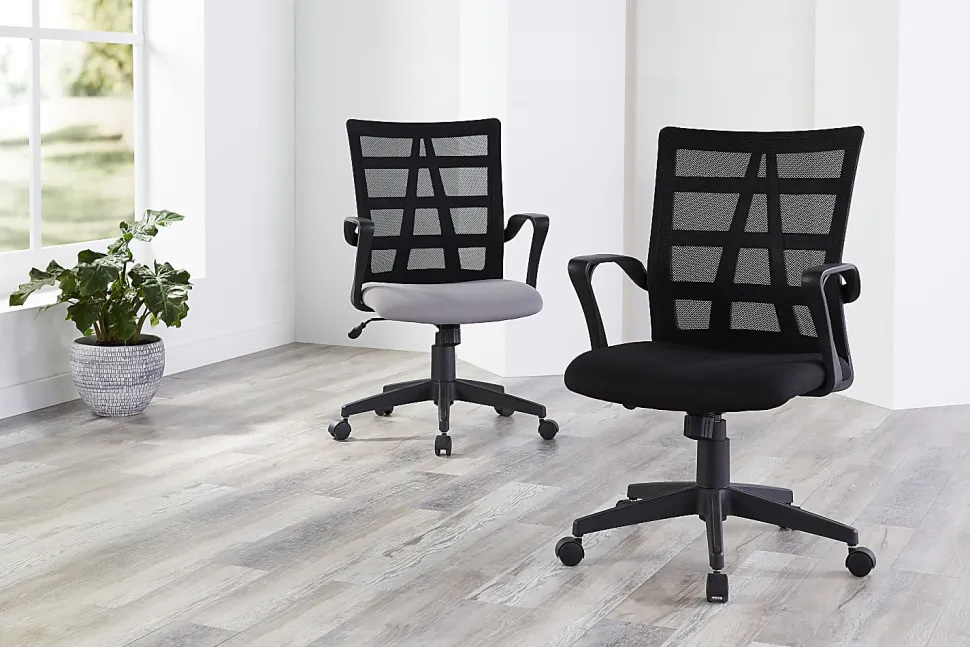 Realspace® Jaxby Mesh/Fabric Mid-Back Task Office Chair, Black, BIFMA Compliant