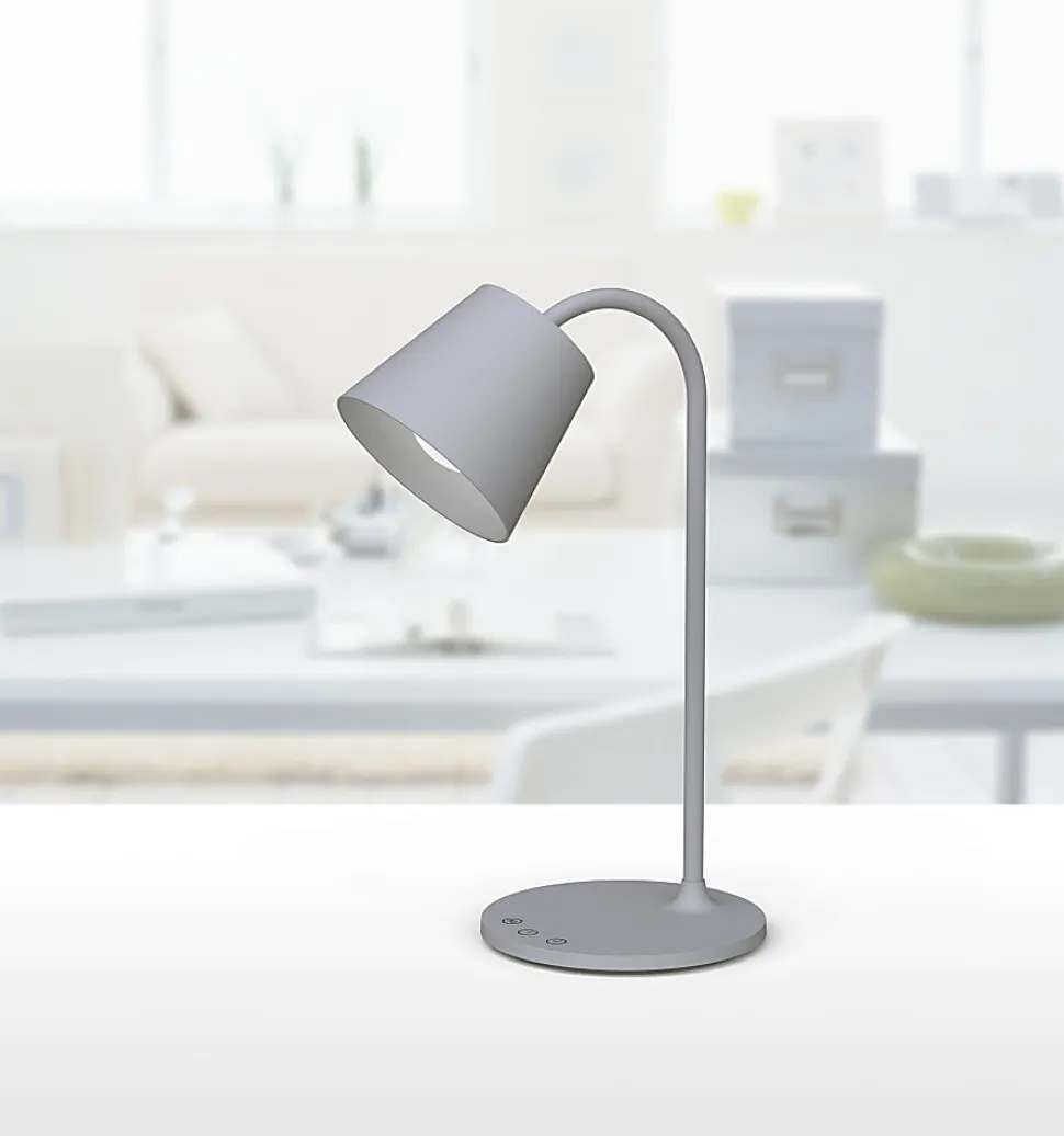 Realspace™ Kessly LED Desk Lamp With USB Port, 17"H, Gray