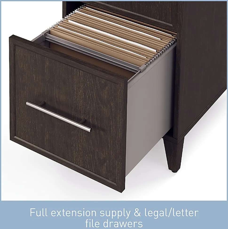 Realspace® Koru 60"W Straight Computer Desk With Integrated Power & Charging, Espresso Oak, BIFMA Compliant