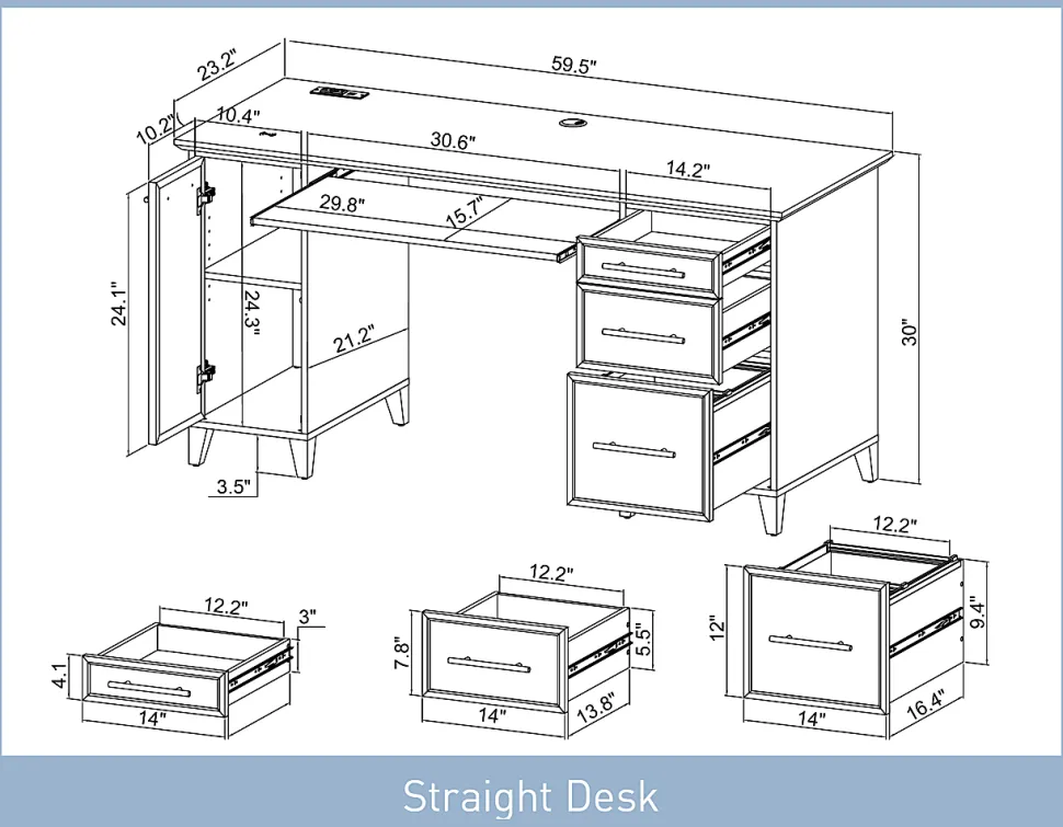 Realspace® Koru 60"W Straight Computer Desk With Integrated Power & Charging, Espresso Oak, BIFMA Compliant