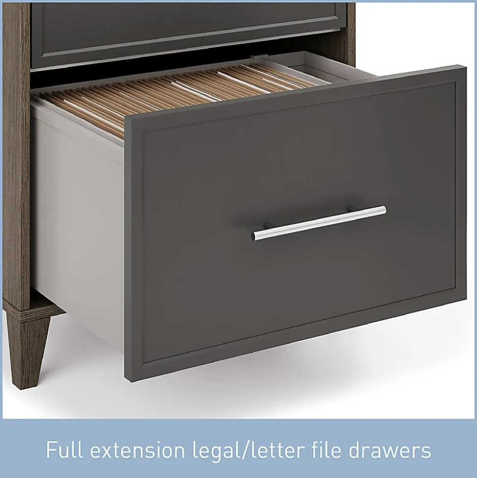 Realspace® Koru 23-1/2"W x 17-1/2"D Lateral 2-Drawer File Cabinet, Two-Tone Slate/Gray Oak, BIFMA Compliant