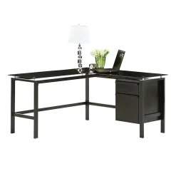 Realspace® Lake Point 56”W L-Shaped Corner Desk With 56”W Return, Black