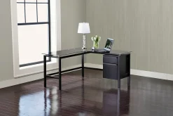 Realspace® Lake Point 56”W L-Shaped Corner Desk With 56”W Return, Black