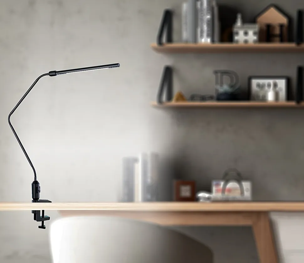 Realspace™ LED Gooseneck Lamp, Adjustable, 22-1/2"H, Black