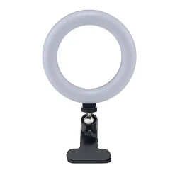 Realspace™ 6" LED Ring Light With Clip-On Monitor Mount Or Tripod Stand, Adjustable, 9-5/8"H, Black