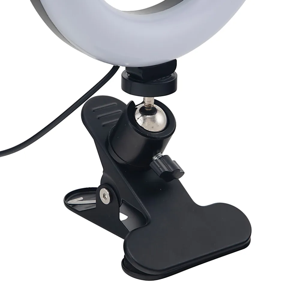 Realspace™ 6" LED Ring Light With Clip-On Monitor Mount Or Tripod Stand, Adjustable, 9-5/8"H, Black