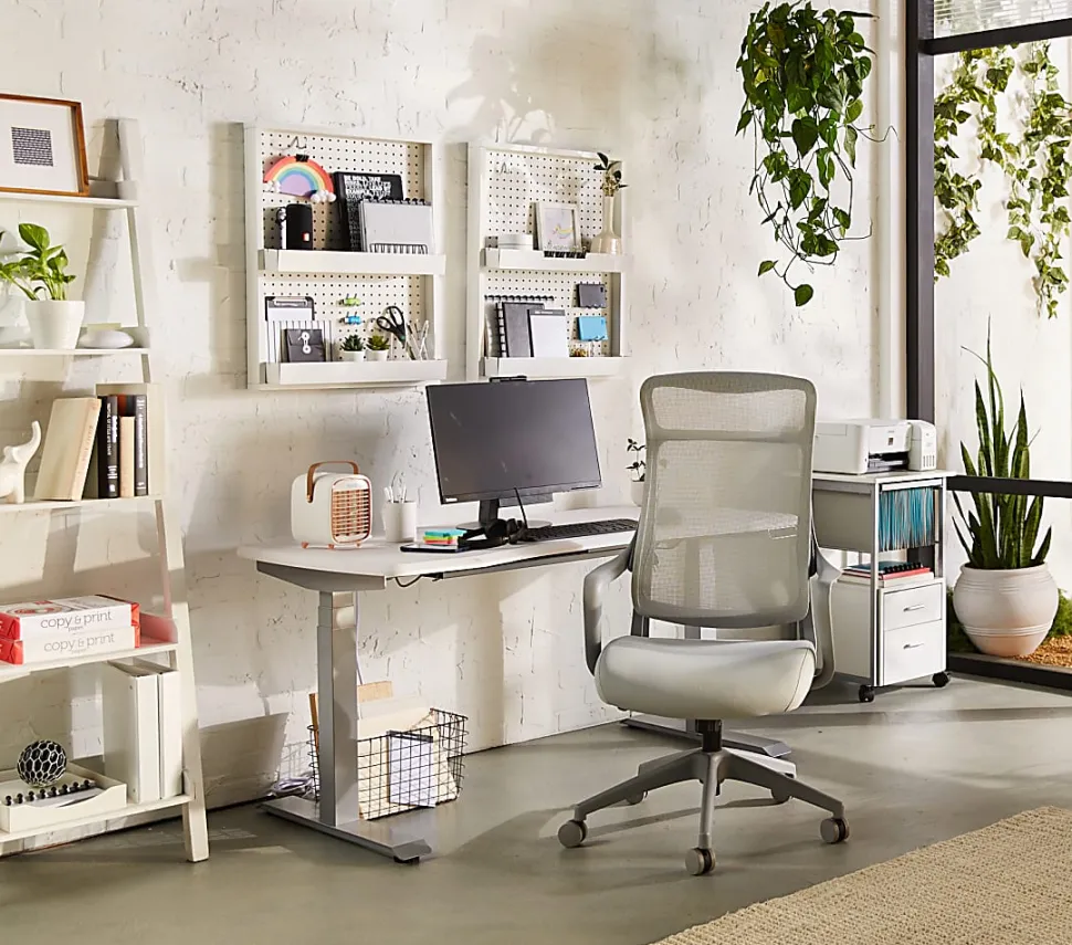 Realspace® Lenzer Mesh High-Back Task Office Chair, Gray, BIFMA Compliant