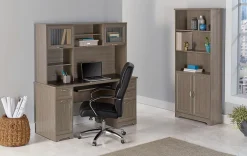 Realspace® Magellan 72"H 5-Shelf Contemporary Bookcase With Doors, Gray/Medium Finish