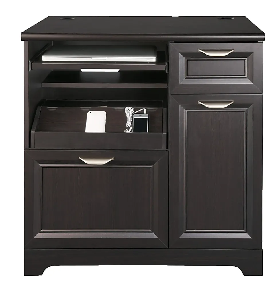 Realspace® Magellan 30”H x 29-7/16”W x 21”D Tech Station Printer Stand, Espresso