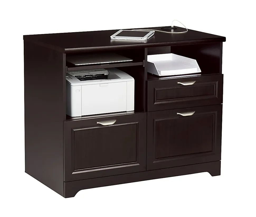 Realspace® Magellan 30”H x 36-5/16”W x 21-1/8”D Tech Station Printer Stand 2.0, Espresso