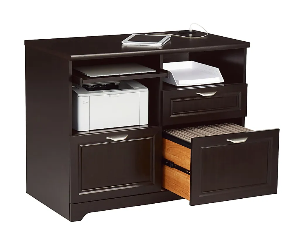 Realspace® Magellan 30”H x 36-5/16”W x 21-1/8”D Tech Station Printer Stand 2.0, Espresso