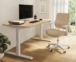 Realspace® Magellan Performance Electric 60"W Height-Adjustable Standing Desk, Natural Oak, BIFMA Compliant