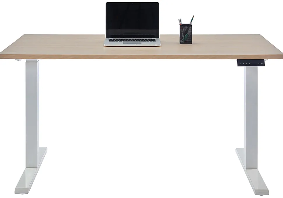 Realspace® Magellan Performance Electric 60"W Height-Adjustable Standing Desk, Natural Oak, BIFMA Compliant