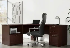 Realspace® Magellan Performance 71"W L-Shaped Corner Desk, Cherry