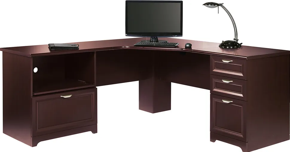 Realspace® Magellan Performance 71"W L-Shaped Corner Desk, Cherry