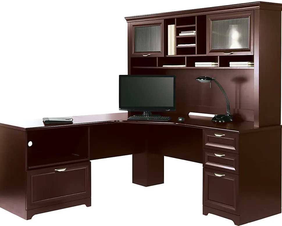Realspace® Magellan Performance 71"W L-Shaped Corner Desk, Cherry