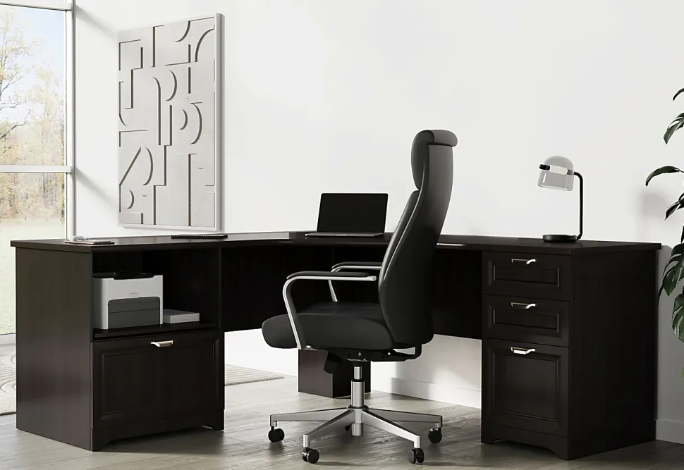 Realspace® Magellan Performance 71"W L-Shaped Corner Desk, Espresso