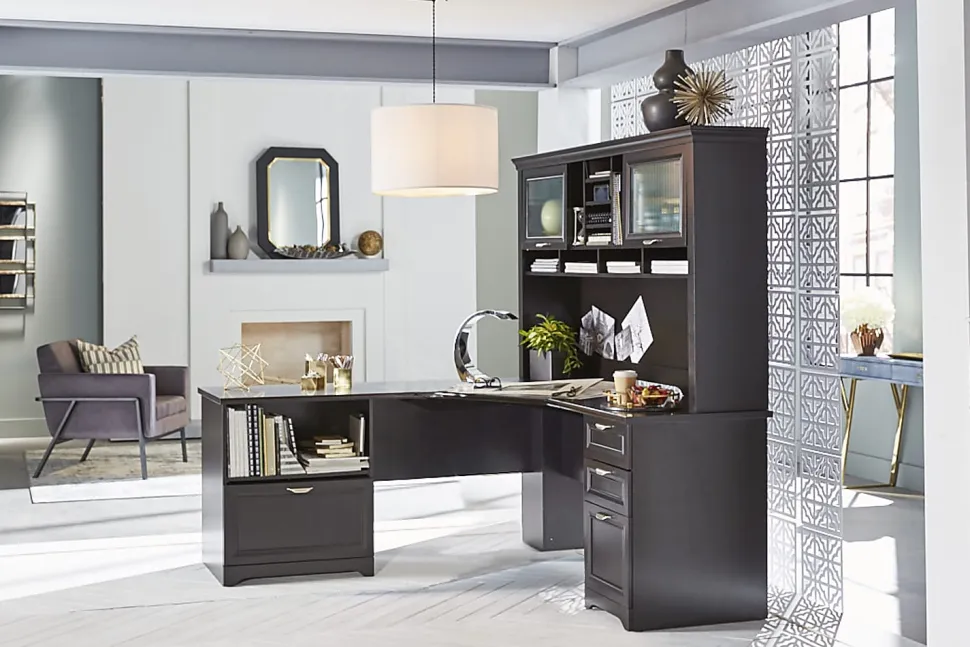 Realspace® Magellan Performance 71"W L-Shaped Corner Desk, Espresso