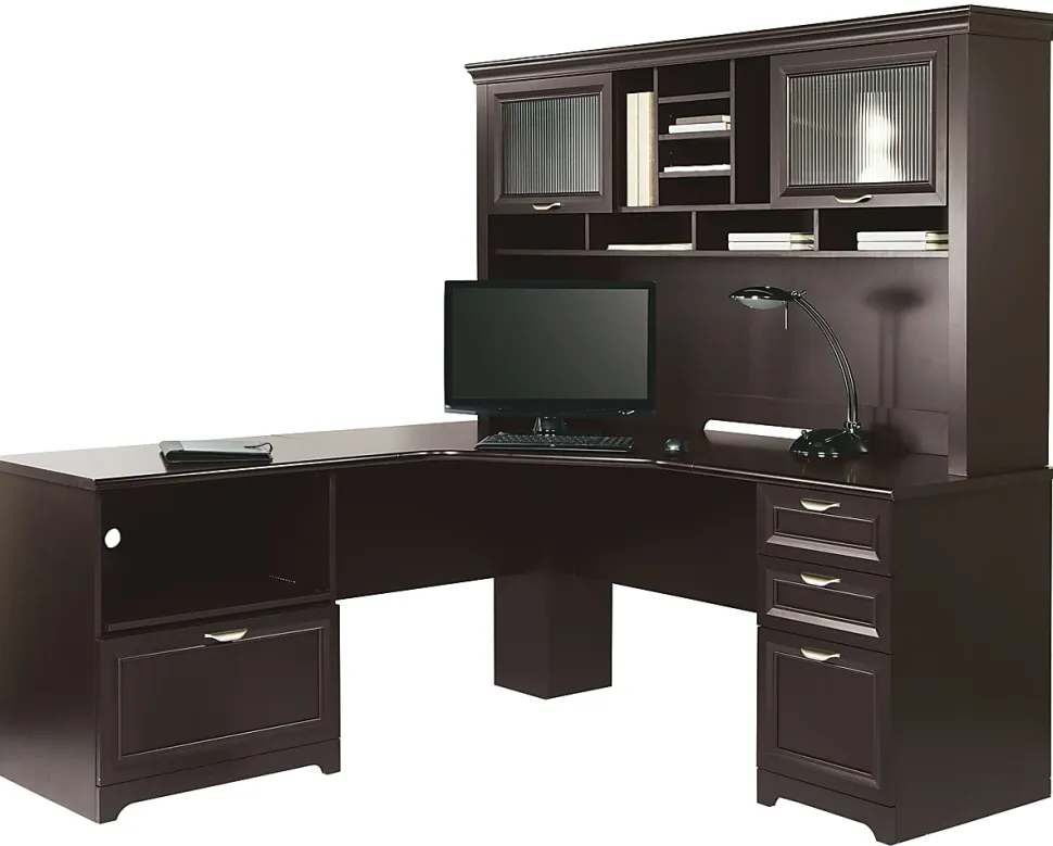Realspace® Magellan Performance 71"W L-Shaped Corner Desk, Espresso