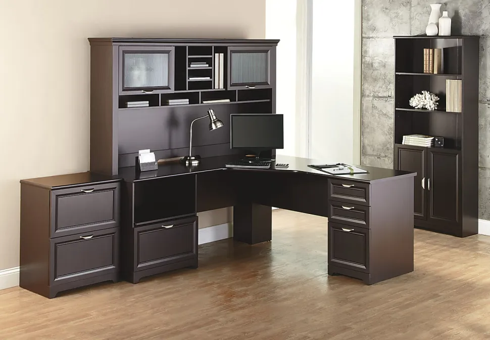 Realspace® Magellan Performance 71"W L-Shaped Corner Desk, Espresso