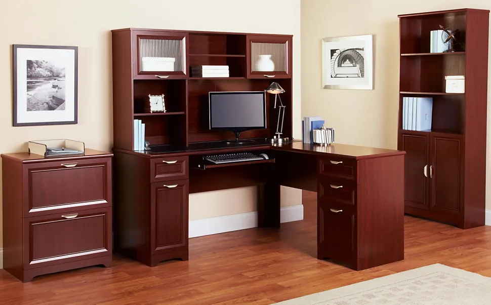 Realspace® Magellan 59"W L-Shape Corner Computer Desk, Classic Cherry