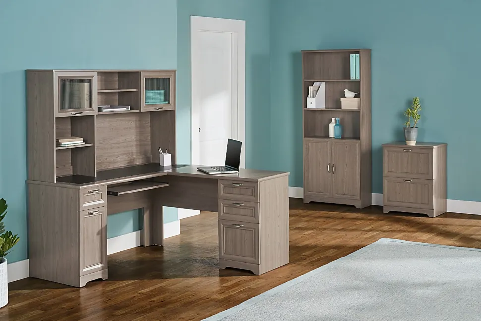 Realspace® Magellan 59"W L-Shape Corner Computer Desk, Gray