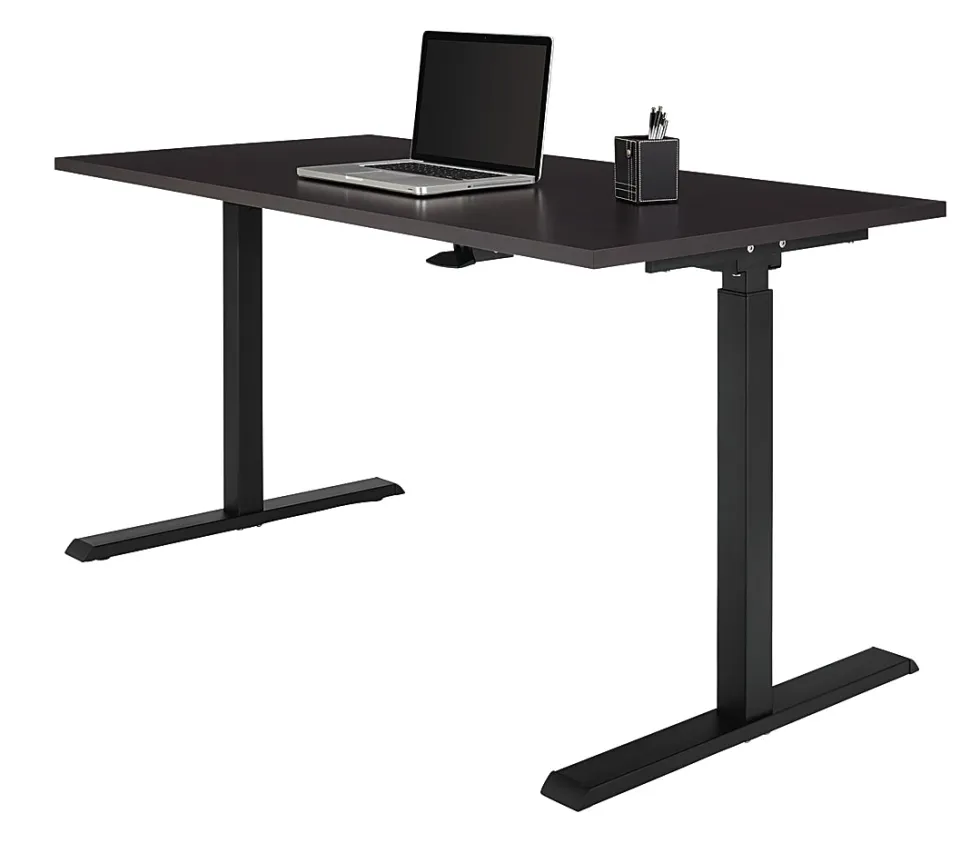 Realspace® Magellan 60"W Pneumatic Height-Adjustable Standing Desk, Espresso