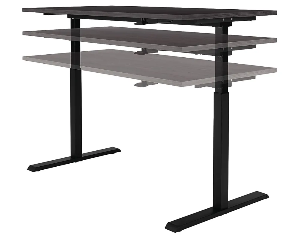 Realspace® Magellan 60"W Pneumatic Height-Adjustable Standing Desk, Espresso