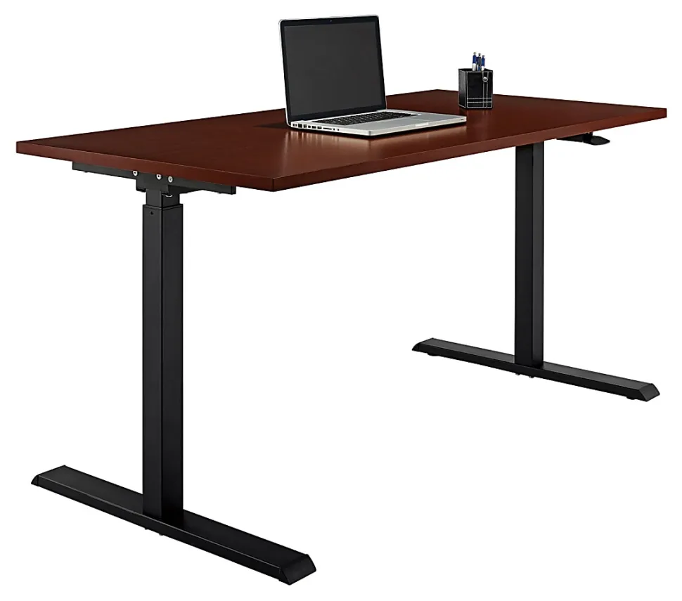 Realspace® Magellan 60"W Pneumatic Height-Adjustable Standing Desk, Cherry