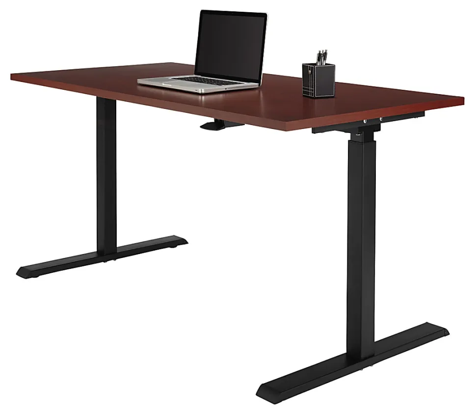 Realspace® Magellan 60"W Pneumatic Height-Adjustable Standing Desk, Cherry