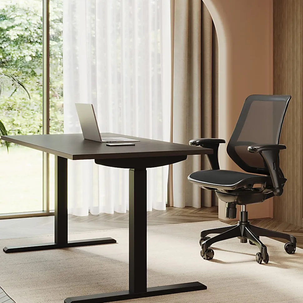 Realspace® Magellan 60"W Pneumatic Height-Adjustable Standing Desk, Gray