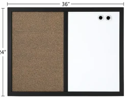 Realspace™ Magnetic Dry-Erase Whiteboard/Cork Bulletin Board, 24'' x 36", Black Frame