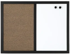 Realspace™ Magnetic Dry-Erase Whiteboard/Cork Bulletin Board, 24'' x 36", Black Frame