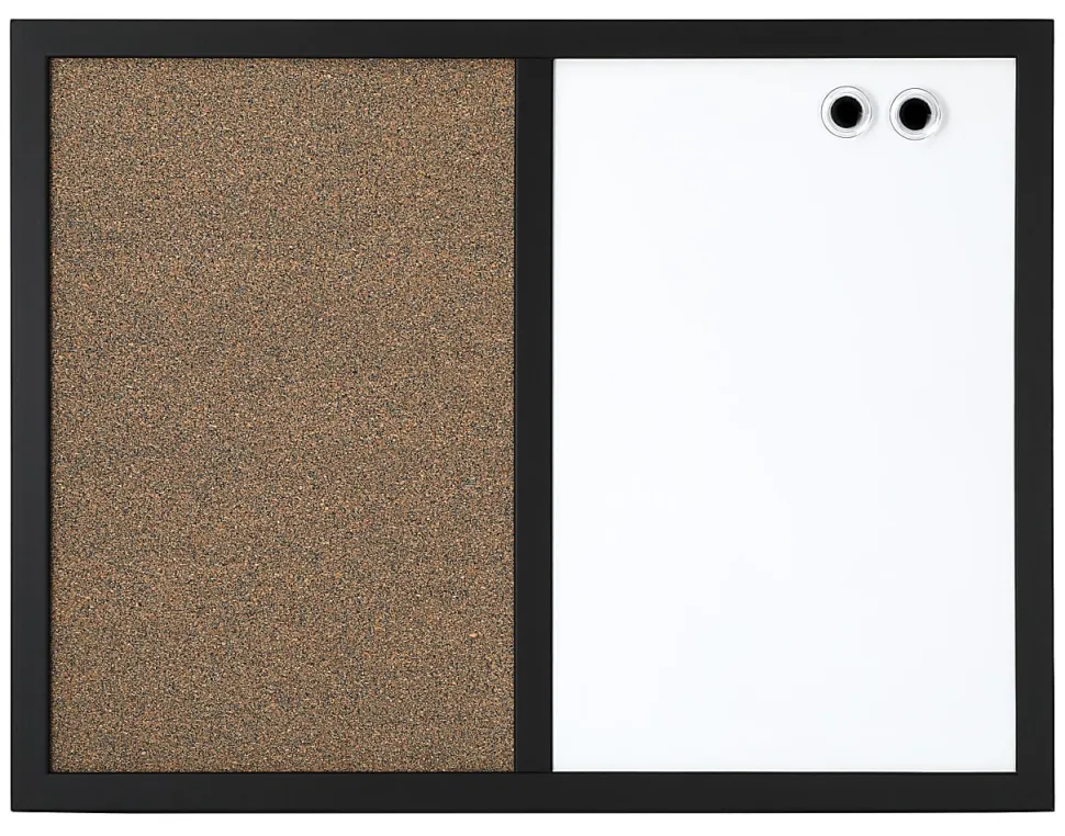 Realspace™ Magnetic Dry-Erase Whiteboard/Cork Bulletin Board, 18" x 24", Black Frame