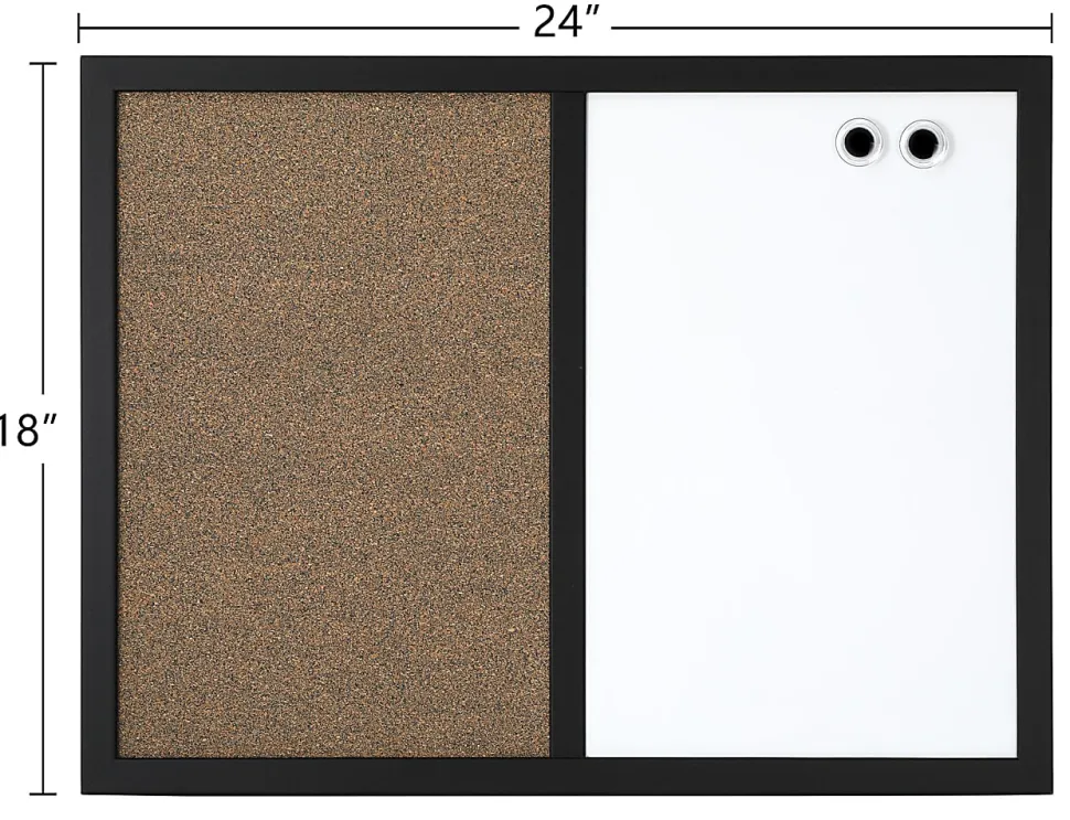 Realspace™ Magnetic Dry-Erase Whiteboard/Cork Bulletin Board, 18" x 24", Black Frame