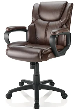 Realspace® Mayhart Vinyl Mid-Back Office Chair, Brown/Black, BIFMA Compliant