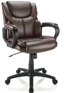 Realspace® Mayhart Vinyl Mid-Back Office Chair, Brown/Black, BIFMA Compliant