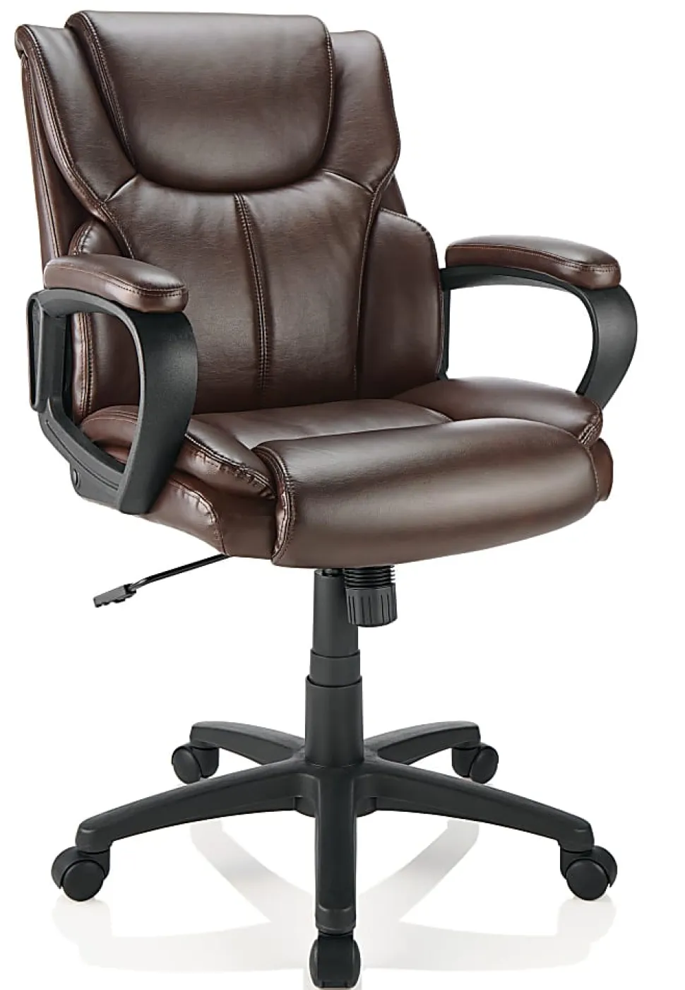 Realspace® Mayhart Vinyl Mid-Back Office Chair, Brown/Black, BIFMA Compliant