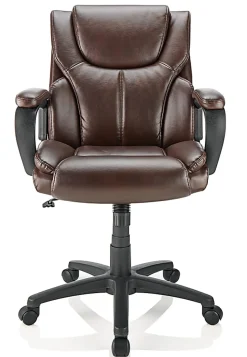 Realspace® Mayhart Vinyl Mid-Back Office Chair, Brown/Black, BIFMA Compliant
