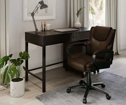 Realspace® Mayhart Vinyl Mid-Back Office Chair, Brown/Black, BIFMA Compliant
