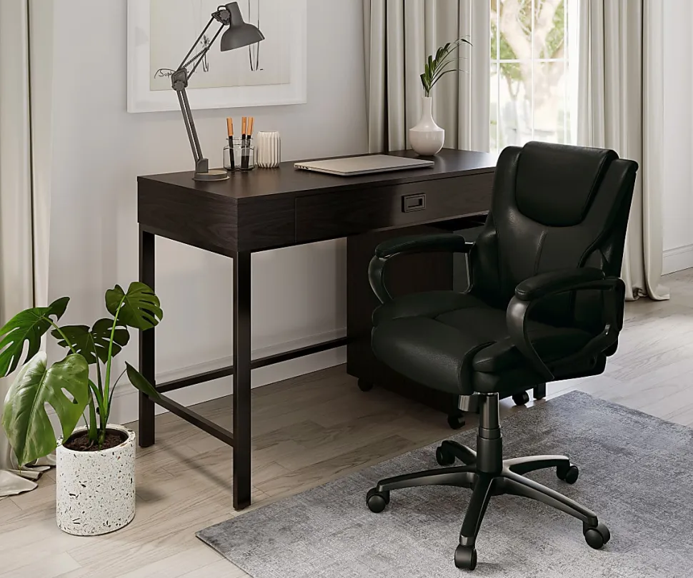 Realspace® Mayhart Vinyl Mid-Back Task Office Chair, Black, BIFMA Compliant