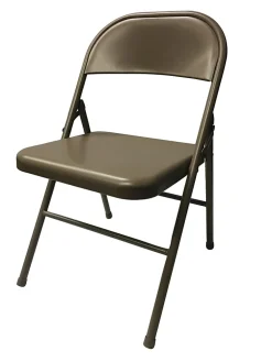 Realspace® Metal Folding Chairs, Tan, Set Of 4 Chairs