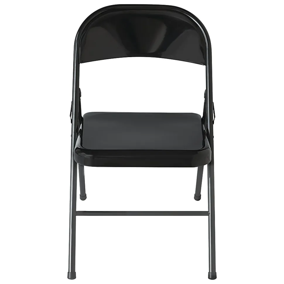 Realspace® Metal Folding Chairs, Black, Set Of 4 Chairs