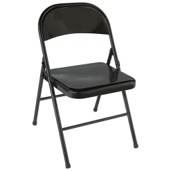 Realspace® Metal Folding Chairs, Black, Set Of 4 Chairs