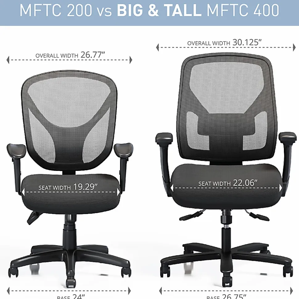 Realspace® MFTC 200 Ergonomic Mesh Mid-Back Task Office Chair, Black, BIFMA Compliant